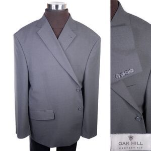 Oak Hill Jacket Micro Check Gray Sport Coat Blazer Sz 56R Casual Jacket 2-Button
